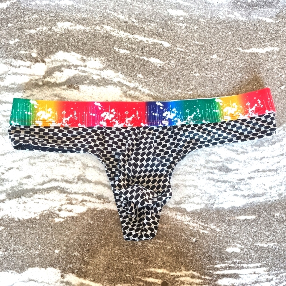 Men's Sexy Pride Waffle Knit T-Back Thong Underwear New Size Medium